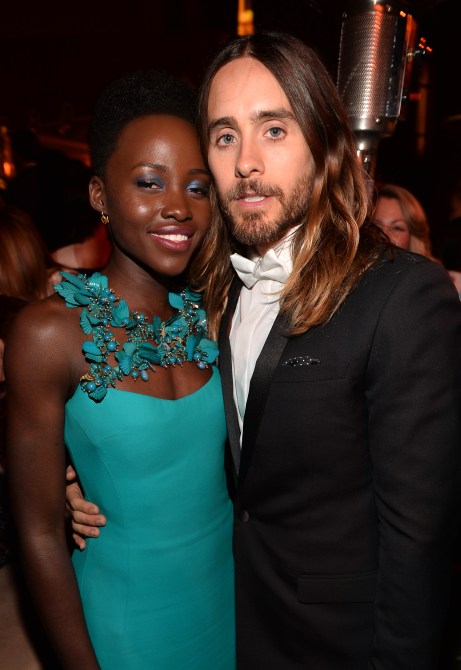 WEST HOLLYWOOD, CA - JANUARY 18:  Actors Lupita Nyong'o (L) and Jared Leto attend the Weinstein Company & Netflix's 2014 SAG after party in partnership with Laura Mercier at Sunset Tower on January 18, 2014 in West Hollywood, California.