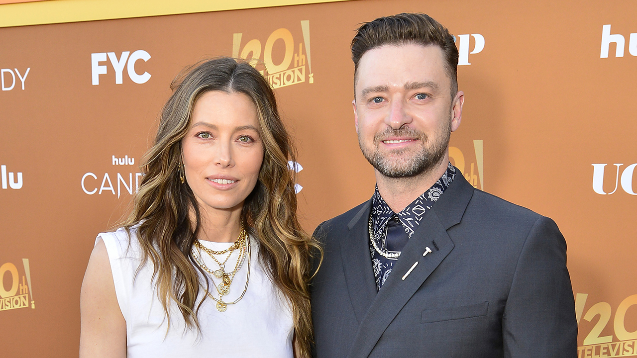 Jessica Biel and Justin Timberlake attend the Los Angeles Premiere FYC Event for Hulu's "Candy" at El Capitan Theatre on May 09, 2022 in Los Angeles, California.