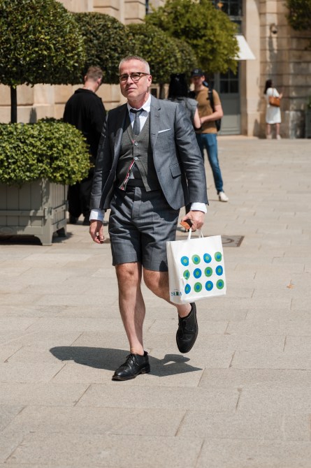 Thom Browne is seen outside Hôtel Ritz during the Haute Couture Fall/Winter 2024/25 as part of Paris Fashion Week on June 25, 2024 in Paris, France.