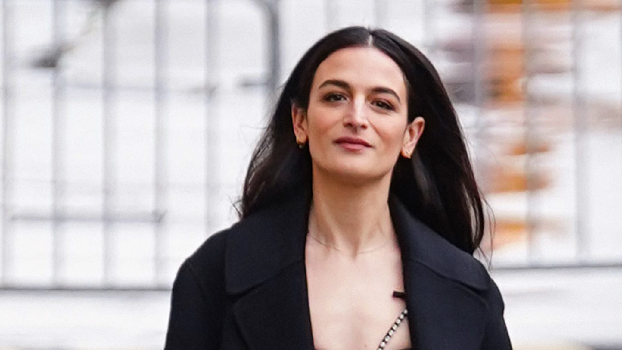 Jenny Slate is seen arriving at the 'Jimmy Kimmel Live' Show on February 20, 2024 in Los Angeles, California.
