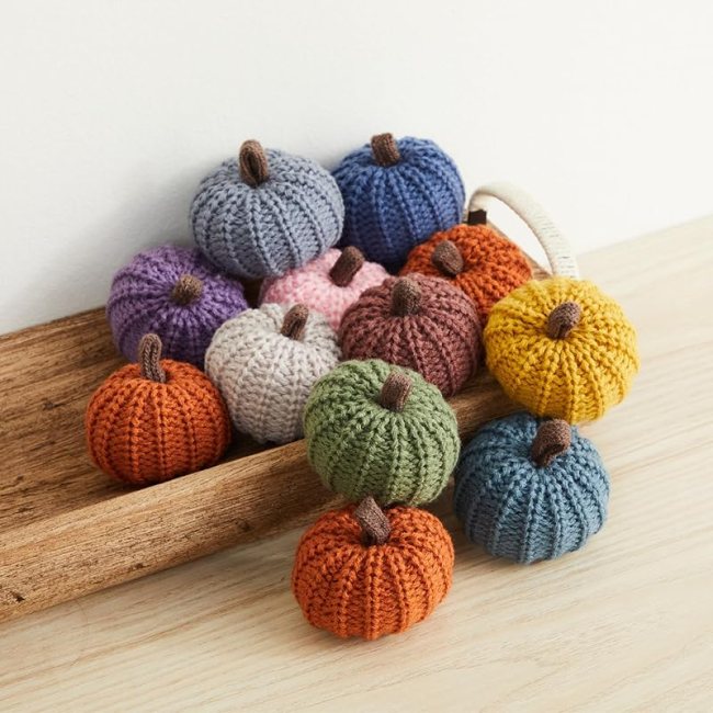 Knit pumpkins in different colors