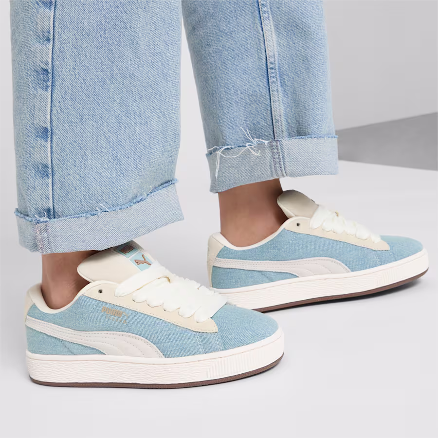 PUMA denim and white skate shoes
