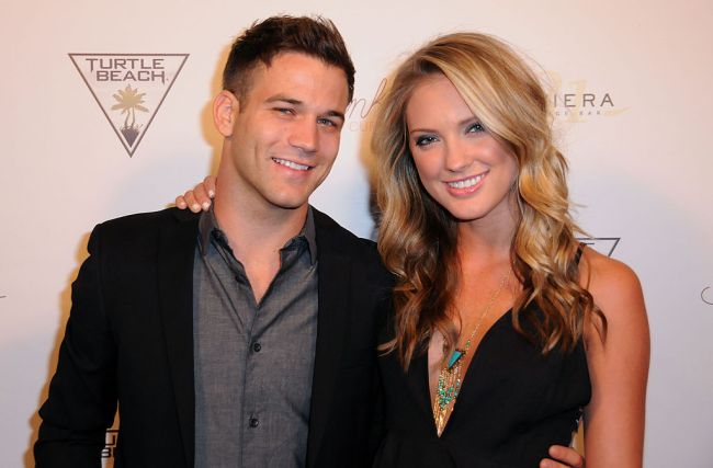 Musician Clayton Johnson and actress Ciara Hanna arrive at Blake Michael's 18th Birthday on Riviera 31 on August 9, 2014 in Beverly Hills, California.