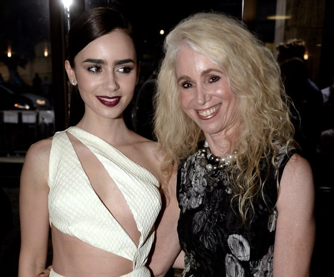 Lily Collins and her mom Jill Taveman at the premiere of Screen Gems & Constantin Films' "The Mortal Instruments: City Of Bones" at the Cinerama Dome Theatre on August 12, 2013 in Los Angeles, California.