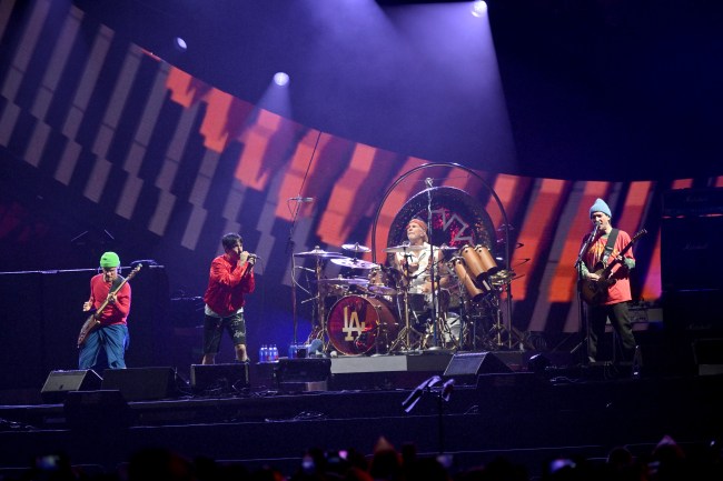 (L-R) Flea, Anthony Kiedis Chad Smith, and John Frusciante, of Red Hot Chili Peppers, perform onstage during Global Citizen Festival 2023 at Central Park on September 23, 2023 in New York City.