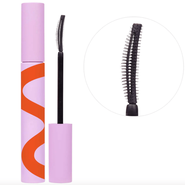 Tower 28 MakeWaves Lengthening + Volumizing Mascara in a pink and orange tube.