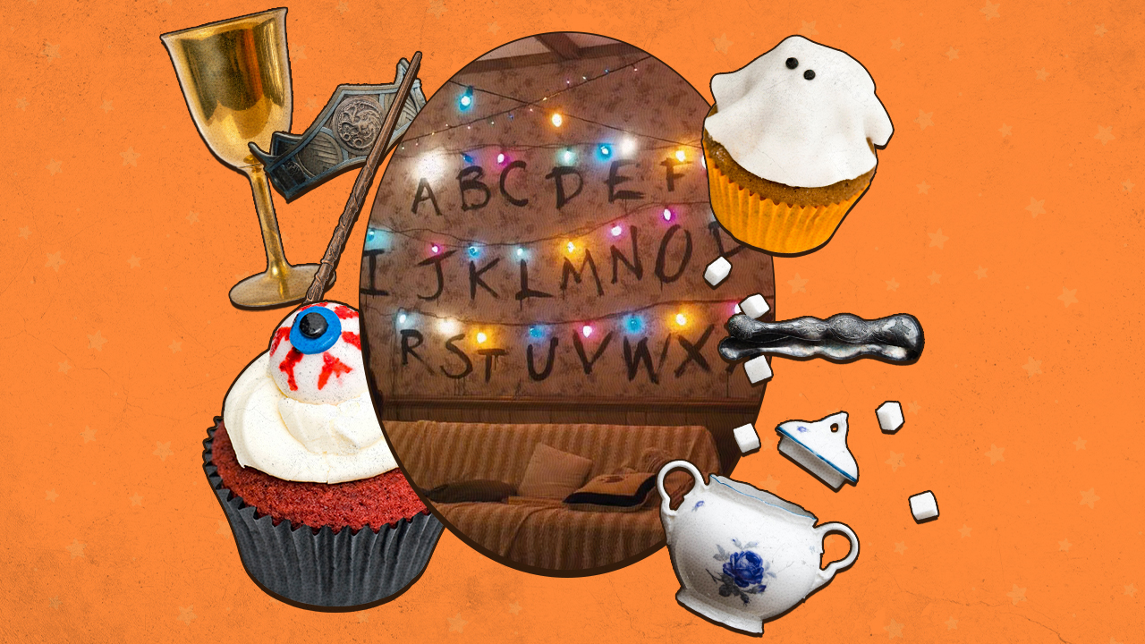 A collage of Halloween-inspired decor