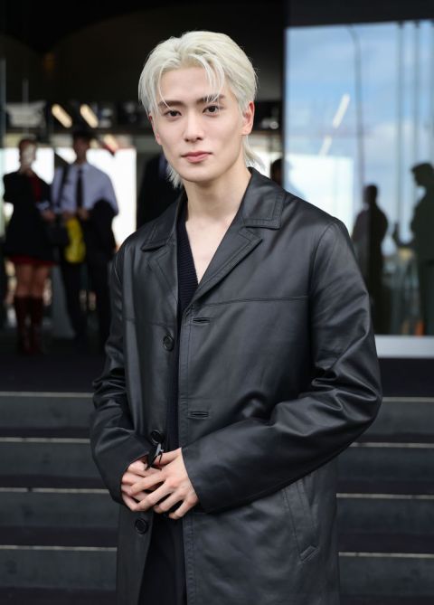 MILAN, ITALY - SEPTEMBER 19: Jaehyun arrives at the Prada fashion show during the Milan Womenswear Spring/Summer 2025 on September 19, 2024 in Milan, Italy.