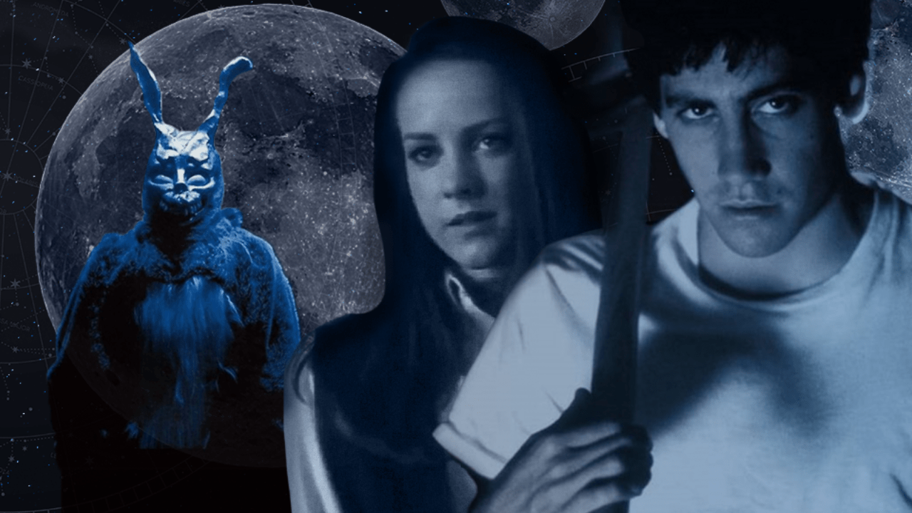 Donnie Darko characters in front of a full moon
