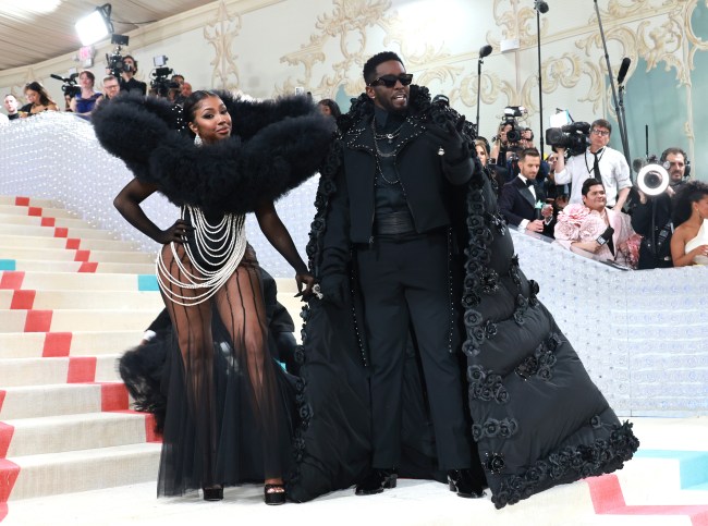 Yung Miami and Sean ‘Diddy‘ Combs depart The 2023 Met Gala Celebrating "Karl Lagerfeld: A Line Of Beauty" at Metropolitan Museum of Art on May 01, 2023 in New York City