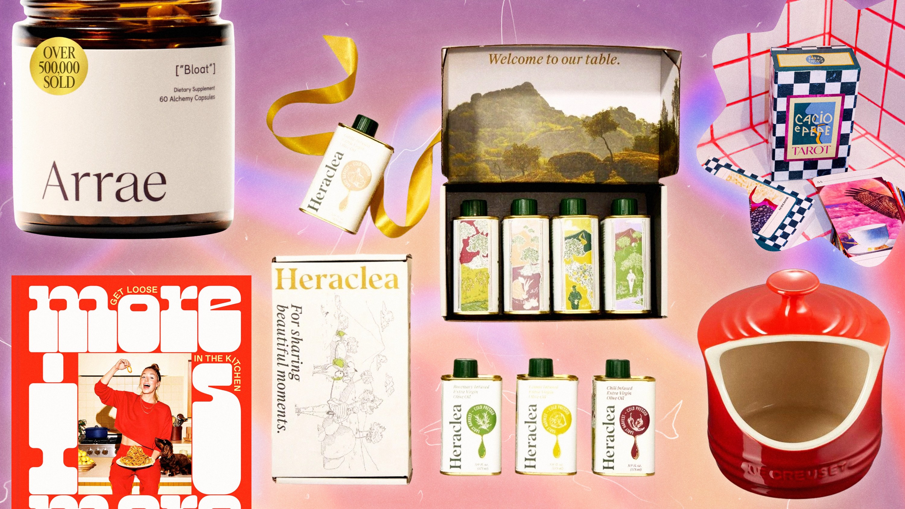 A collage of various food gifts