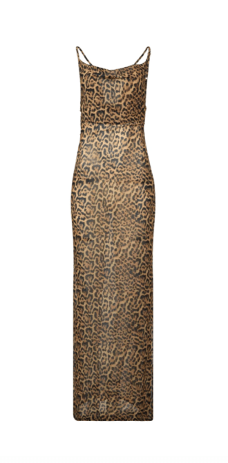 Scorpio Rising Leopard Print Amantis Semi Sheer Maxi Dress