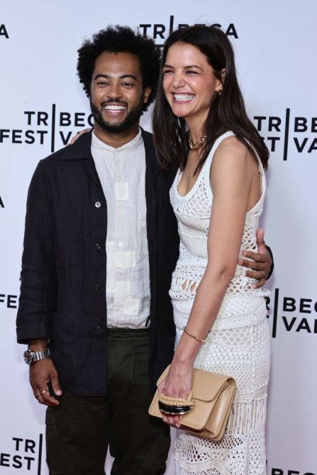 NEW YORK, NEW YORK - JUNE 14: Bobby Wooten III and Katie Holmes attend "Alone Together" premiere during the 2022 Tribeca Festivalat SVA Theater on June 14, 2022 in New York City.