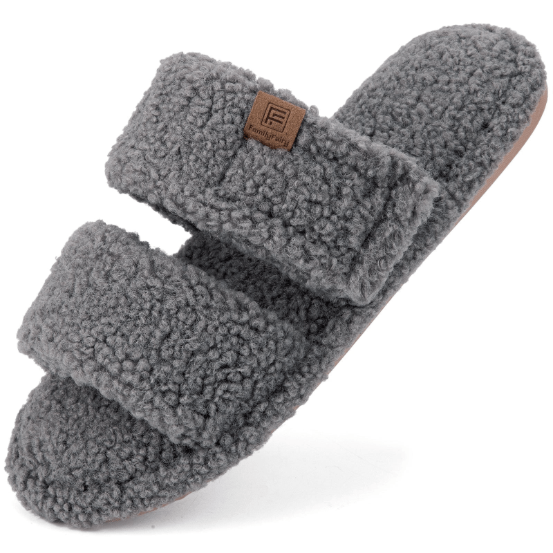 FamilyFairy Open Toe Slippers in gray