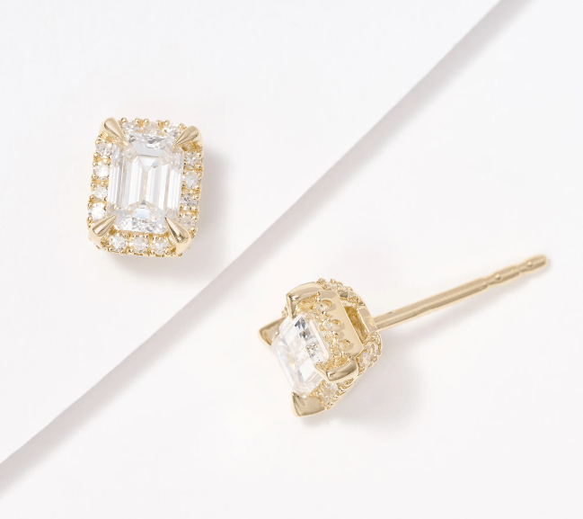 Fire Light Lab Grown Diamond 1cttw Shadow Halo Studs, 14K