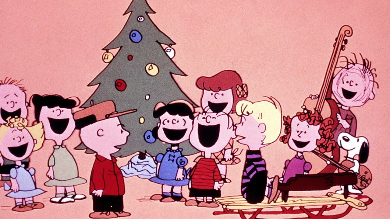 A CHARLIE BROWN CHRISTMAS, from left, Shermy, Sally Brown, Violet, Charlie Brown, Lucy van Pelt, Linus van Pelt, Patty, Schroeder, Frieda, Pig-Pen, Snoopy, aired December 9, 1965.