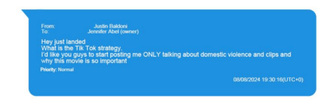 text in Blake Lively vs. Wayfarer Studios