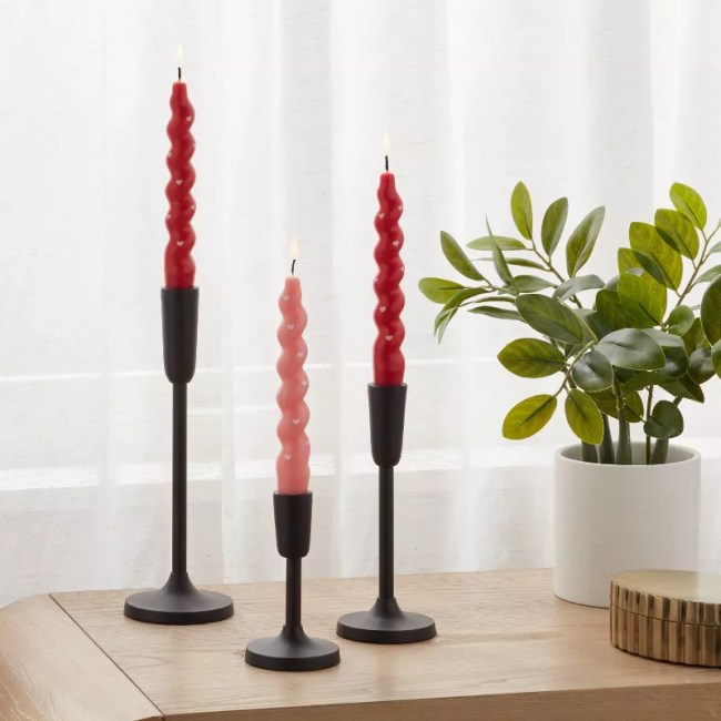 6pk Taper Candle Set Red and Pink