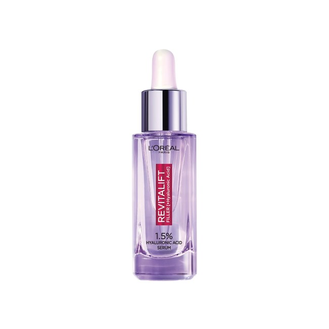L'Oreal Revitalift Filler Serum in a purple bottle.