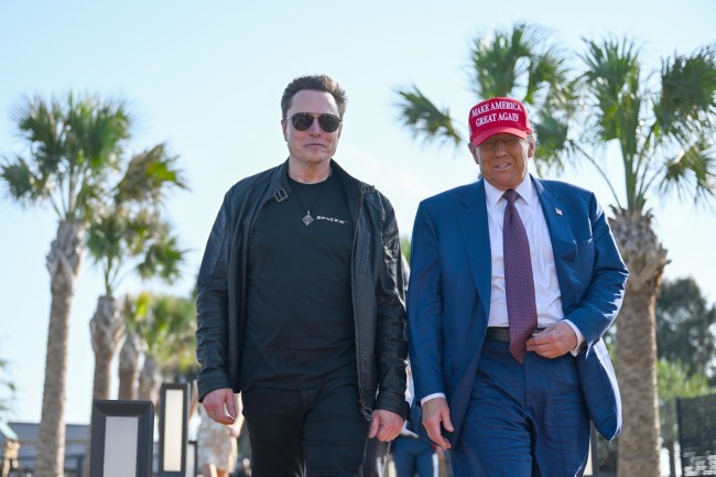 U.S. President-elect Donald Trump greets Elon Musk as he arrives to attend a viewing of the launch of the sixth test flight of the SpaceX Starship rocket on November 19, 2024 in Brownsville, Texas. SpaceX’s billionaire owner, Elon Musk, a Trump confidante, has been tapped to lead the new Department of Government Efficiency alongside former presidential candidate Vivek Ramaswamy.