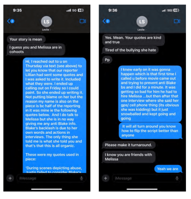 Justin Baldoni texts