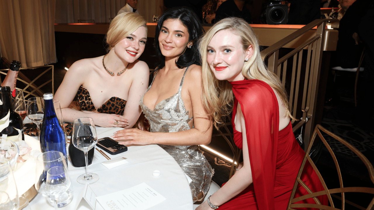 elle fanning, kylie jenner, dakota fanning at the 2025 golden globe awards