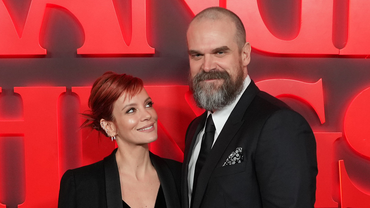 David Harbour and Lily Allen attend the opening night gala of Stranger Things: The First Shadow, at the Phoenix Theatre, London. Picture date: Thursday December 14, 2023.