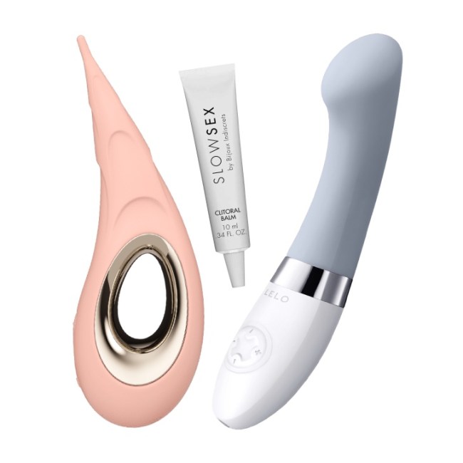 A bundle of sex toys and lubricant from Lelo