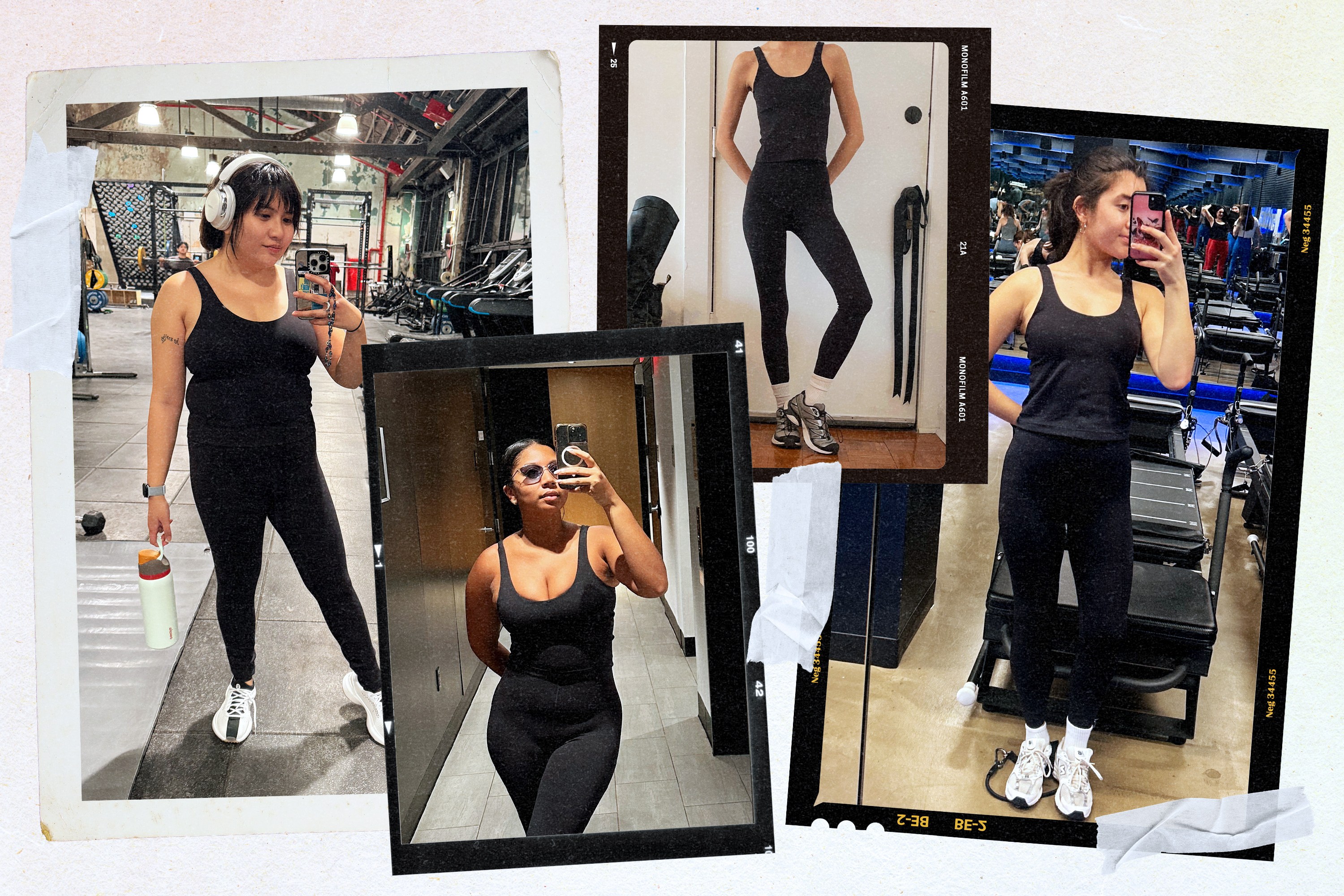 Four StyleCaster editors wearing Lululemon's 'Glow Up' leggings and top