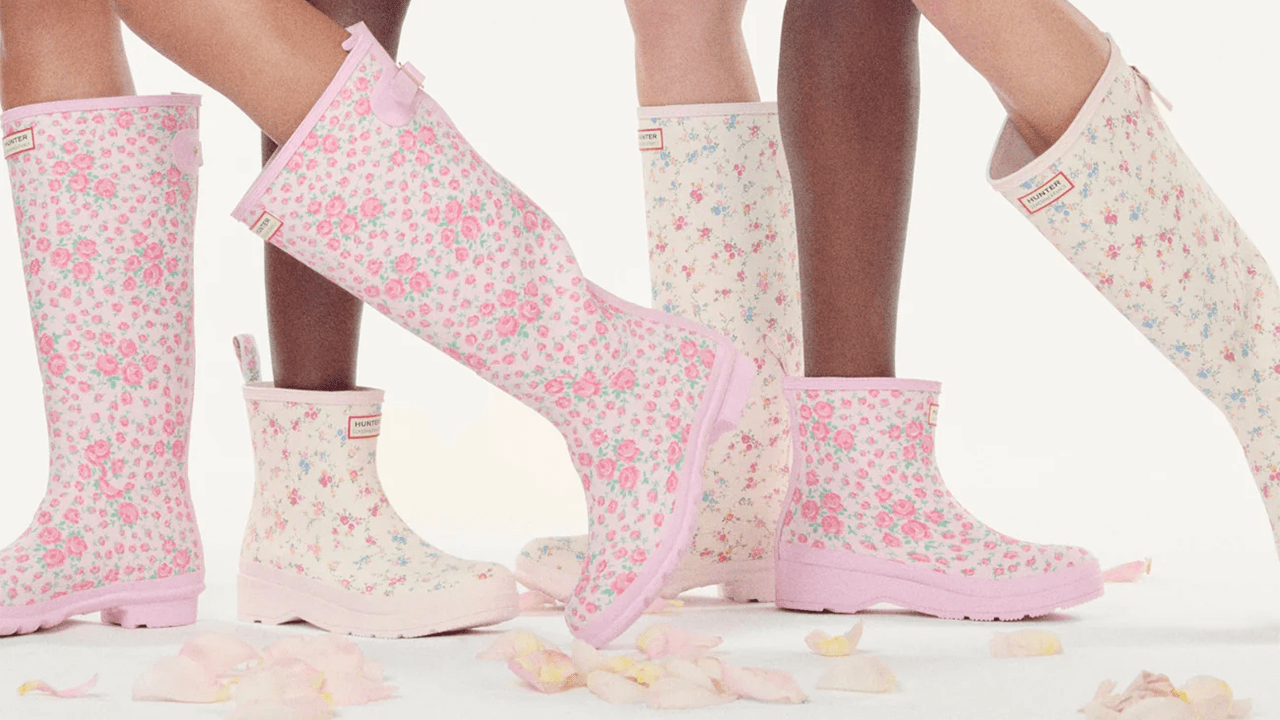 Models wearing the LoveShackFancy x Hunter collab.