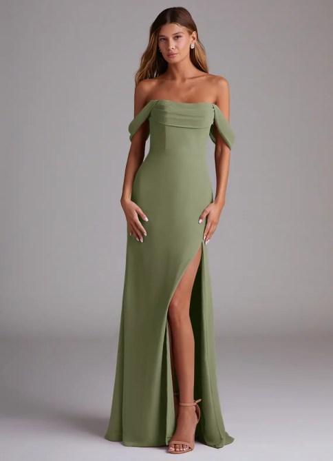 Azazie Saige A-Line Off the Shoulder Chiffon Convertible Dress