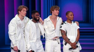 Building The Band. (L to R) Bradley Rittmann, Malik Heard, Landon Boyce, Shade Jenifer in episode 110 of Building The Band