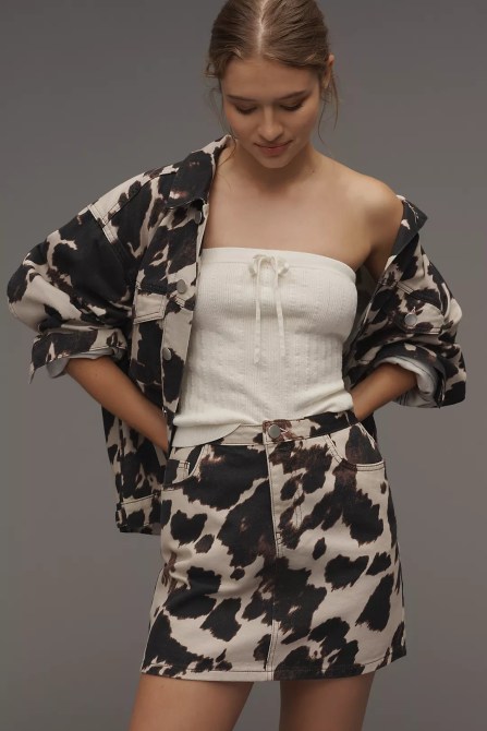 Pilcro Cotton Denim Mini Skirt