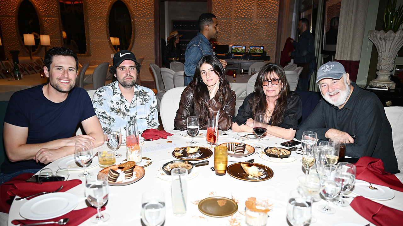 LAS VEGAS, NEVADA - SEPTEMBER 14: Jake Reiner, Nick Reiner, Romy Reiner, Michele Singer Reiner and Rob Reiner attend Four Sixes Ranch Steakhouse pop-up grand opening on September 14, 2024 in Las Vegas, Nevada.