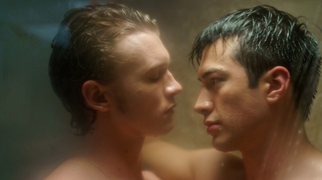 Heated Rivalry (L to R) -   Connor Storrie as Ilya Rozanov and Hudson Williams as Shane Hollander in Episode 104 of Heated Rivalry.