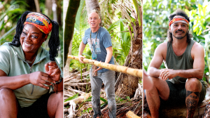 Solo shots from Survivor 50, of Cirie Fields, Mike White, and Ozzy Lusth (left to right).